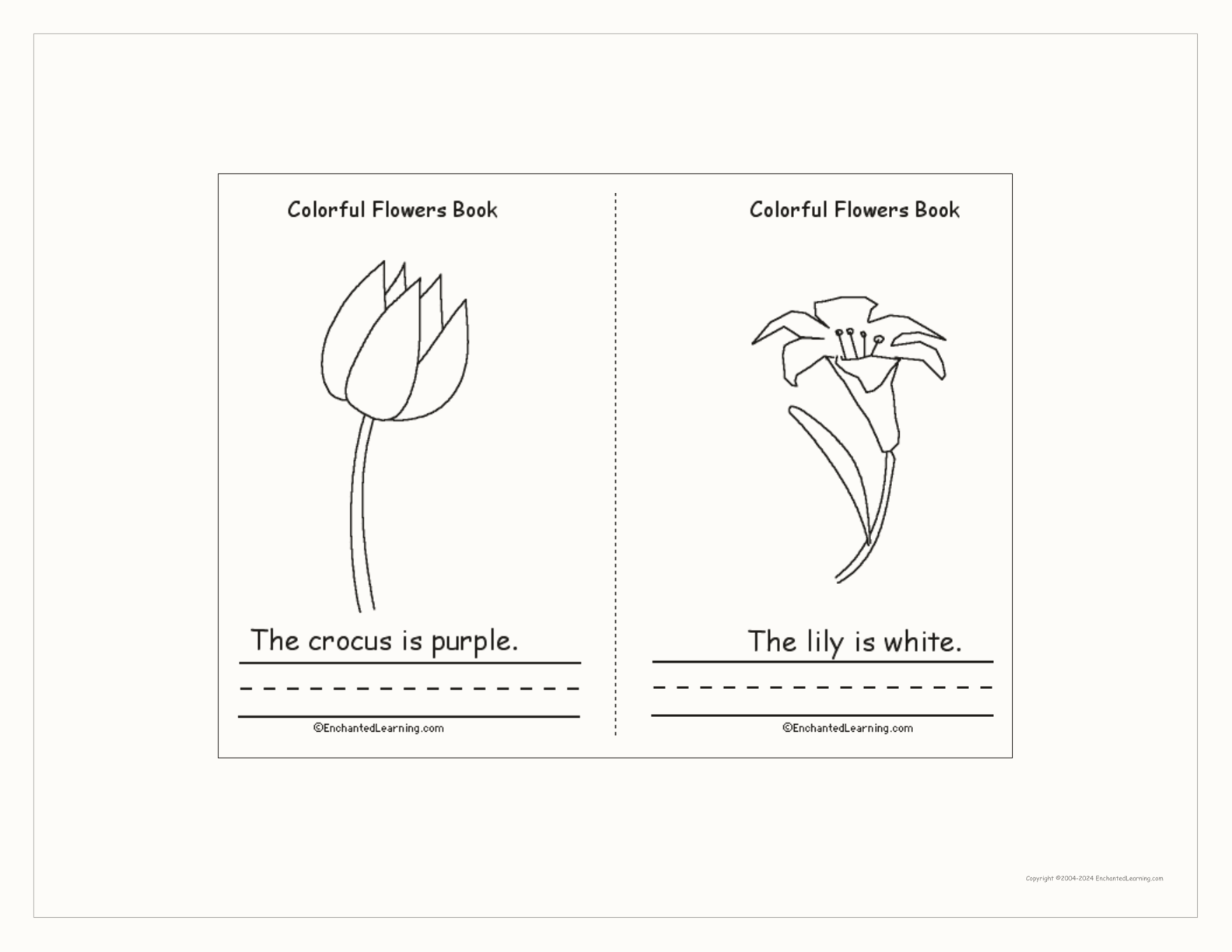 Colorful Flowers Book interactive printout page 2