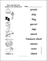 Match the Pirate Words to the Pictures