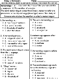 Meteorology Definition - Multiple choice comprehension quiz