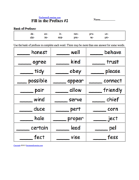 Fill in the Prefixes #2