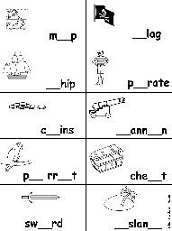 Fill in Missing Letters in Pirate Words