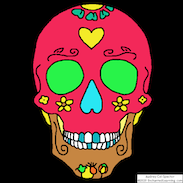 Floral Pattern Sugar Skull - Coloring Page