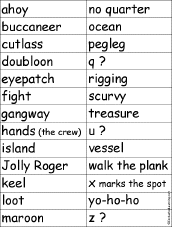 Pirate Word for Each Letter Worksheet