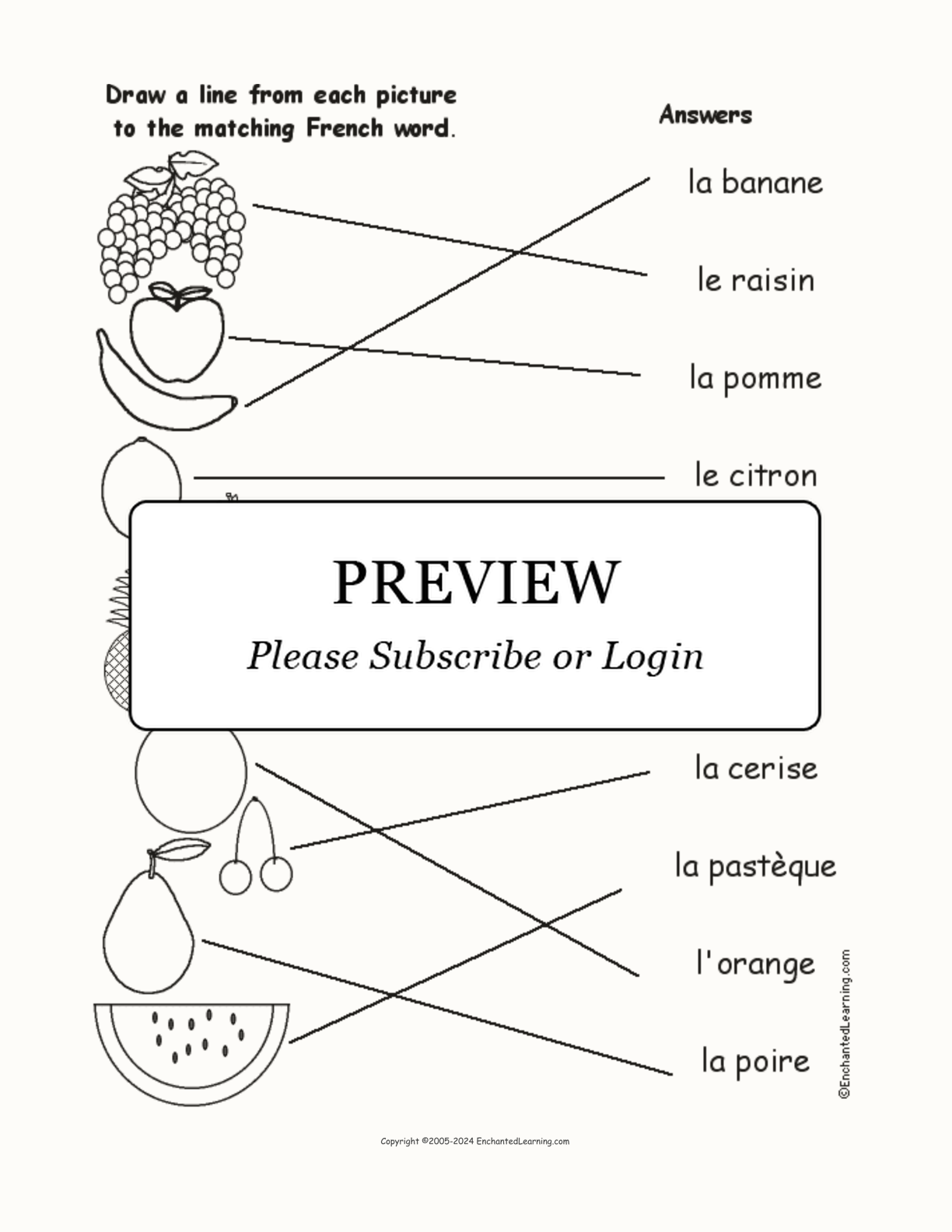 Match the French Fruit Words to the Pictures interactive worksheet page 2