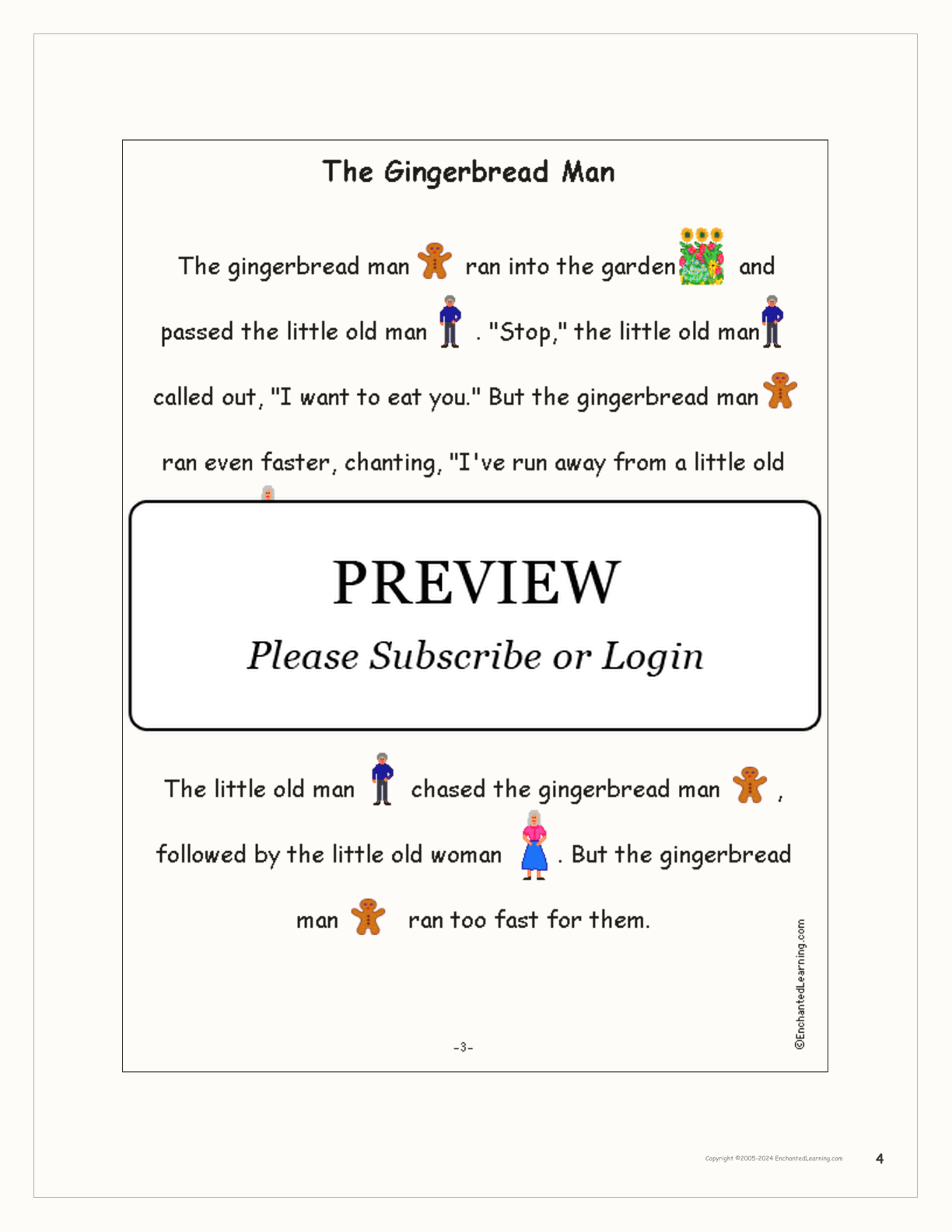 'The Gingerbread Man' Book interactive printout page 4
